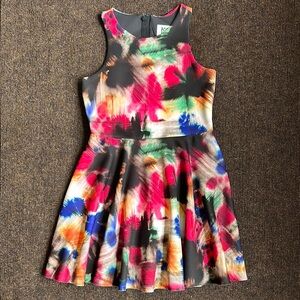 Milly Minis Pink and Blue Pleated Halter Dress